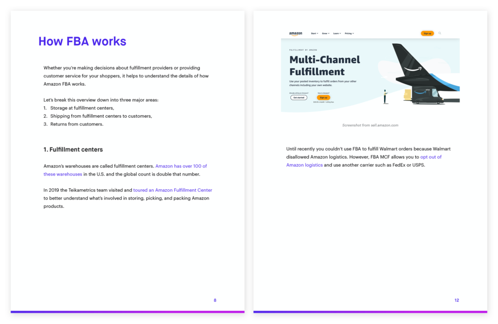 Sneak peek inside Amazon FBA ebook